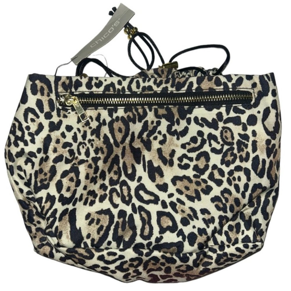 Chico's Drawstring Cheetahprint Cosmetic Bag